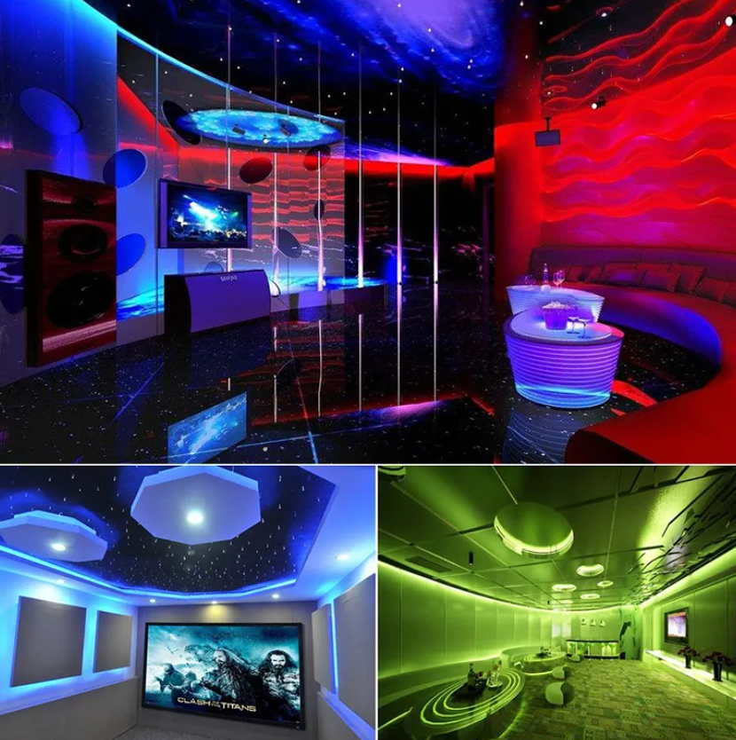 LED Strips 16.4FT 32.8FT 49FT 65FT RGB Strip Light DC12V 5050SMD Led lights with Adapter and 44keys IR Controller