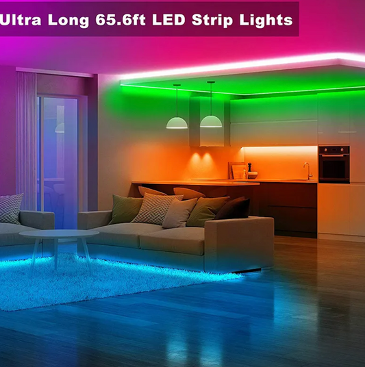 LED Strips 16.4FT 32.8FT 49FT 65FT RGB Strip Light DC12V 5050SMD Led lights with Adapter and 44keys IR Controller